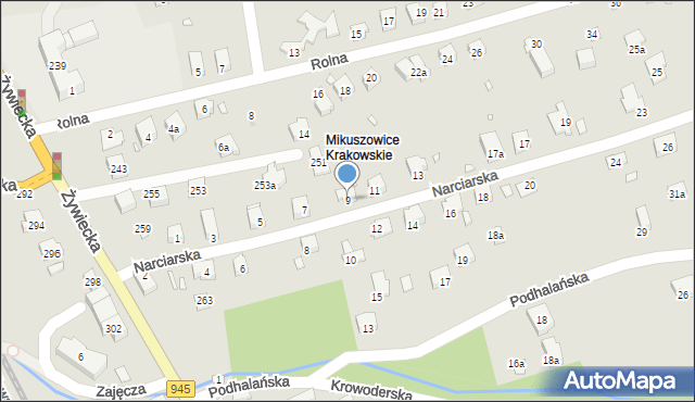 Bielsko-Biała, Narciarska, 9, mapa Bielsko-Białej