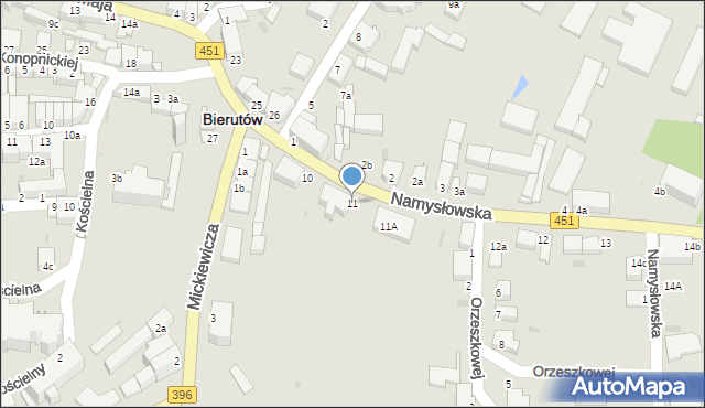 Bierutów, Namysłowska, 11, mapa Bierutów