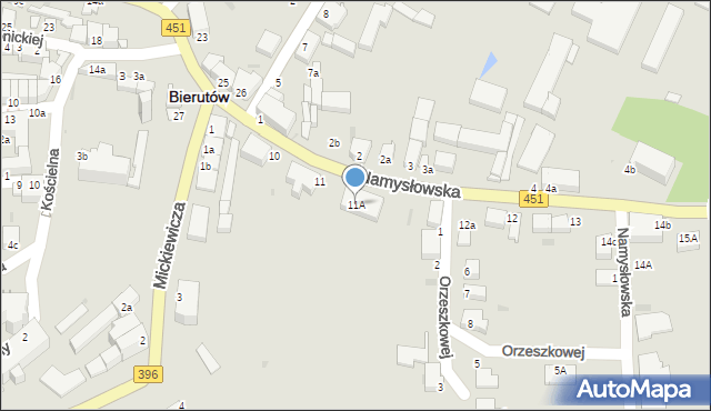 Bierutów, Namysłowska, 11A, mapa Bierutów