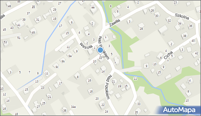 Borek Szlachecki, Nad Potokiem, 12, mapa Borek Szlachecki