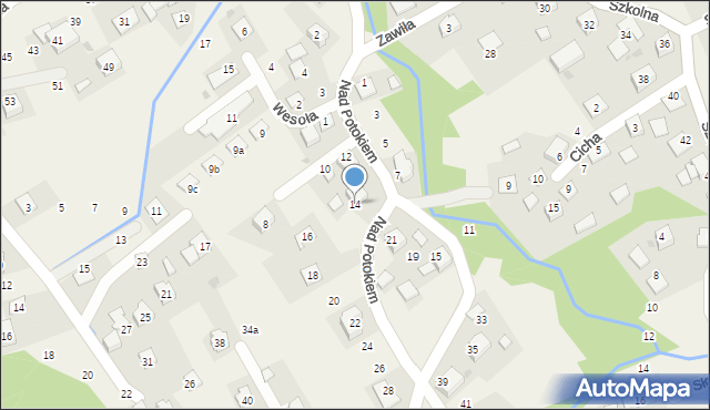Borek Szlachecki, Nad Potokiem, 14, mapa Borek Szlachecki