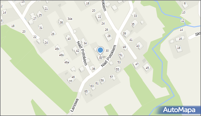 Borek Szlachecki, Nad Potokiem, 32, mapa Borek Szlachecki