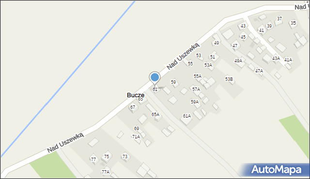 Bucze, Nad Uszewką, 61, mapa Bucze