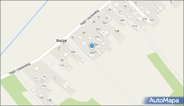 Bucze, Nad Uszewką, 61A, mapa Bucze
