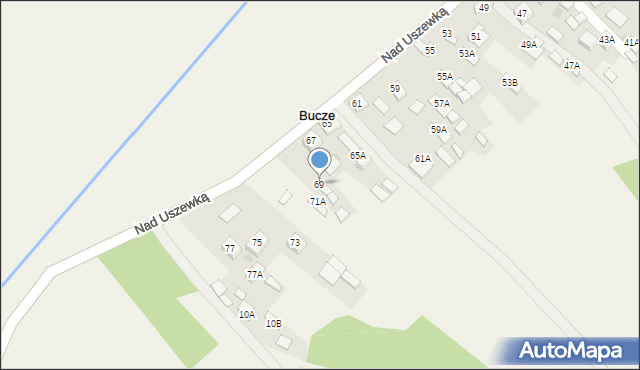 Bucze, Nad Uszewką, 69, mapa Bucze