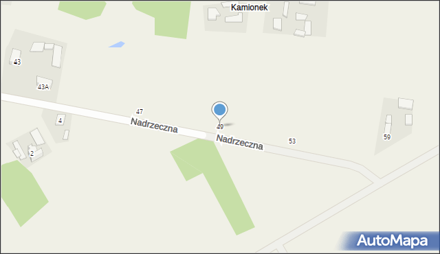 Budziska, Nadrzeczna, 49, mapa Budziska