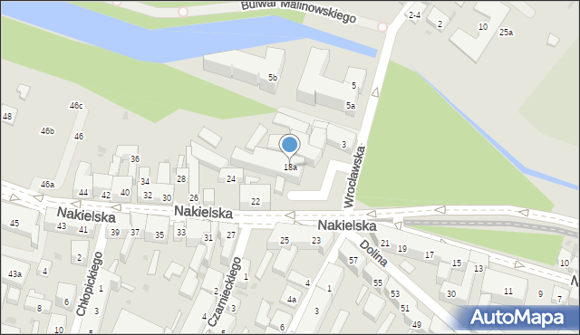 Bydgoszcz, Nakielska, 18a, mapa Bydgoszczy