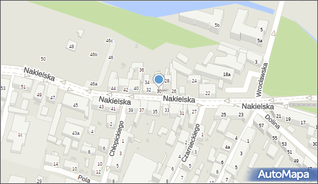Bydgoszcz, Nakielska, 30, mapa Bydgoszczy