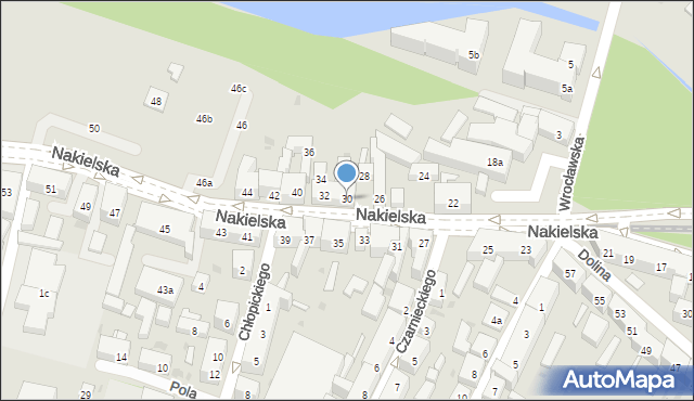 Bydgoszcz, Nakielska, 30, mapa Bydgoszczy