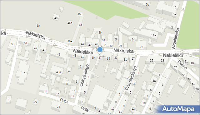 Bydgoszcz, Nakielska, 37, mapa Bydgoszczy