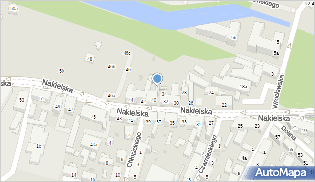 Bydgoszcz, Nakielska, 38, mapa Bydgoszczy