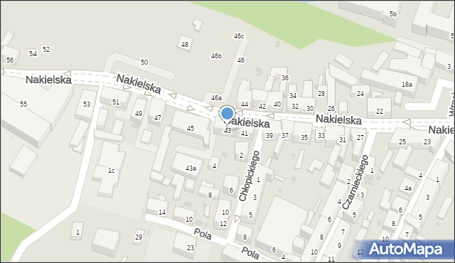 Bydgoszcz, Nakielska, 43, mapa Bydgoszczy