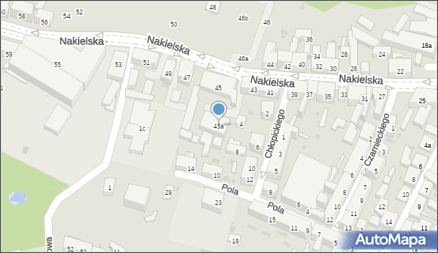 Bydgoszcz, Nakielska, 43a, mapa Bydgoszczy