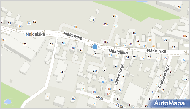 Bydgoszcz, Nakielska, 45, mapa Bydgoszczy