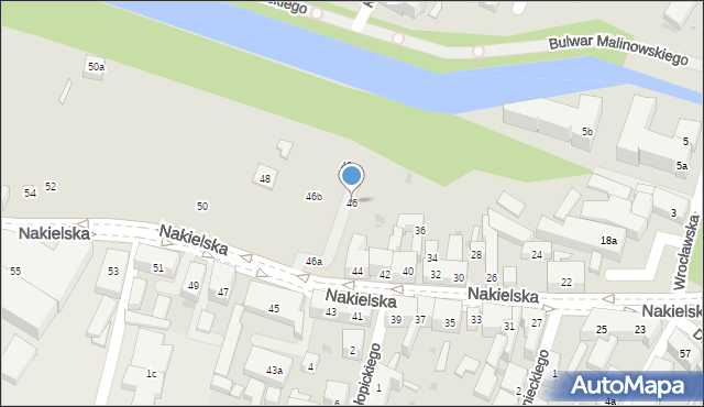 Bydgoszcz, Nakielska, 46, mapa Bydgoszczy