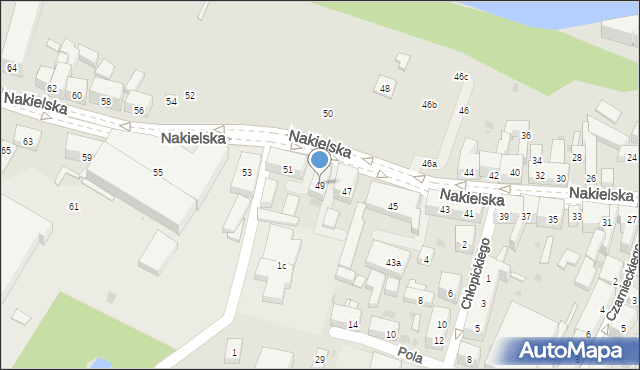 Bydgoszcz, Nakielska, 49, mapa Bydgoszczy