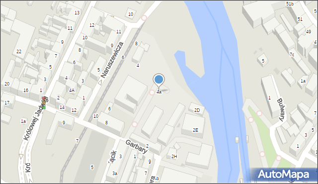 Bydgoszcz, Naruszewicza Adama, 4a, mapa Bydgoszczy