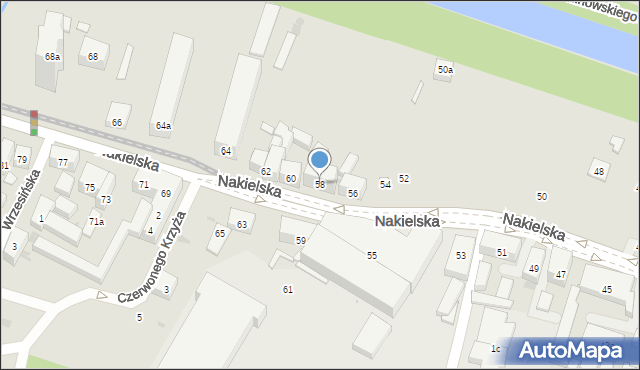 Bydgoszcz, Nakielska, 58, mapa Bydgoszczy