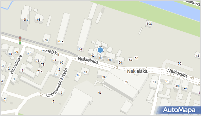 Bydgoszcz, Nakielska, 60, mapa Bydgoszczy