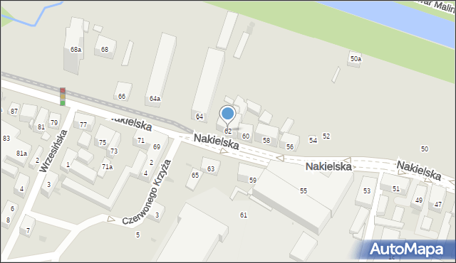 Bydgoszcz, Nakielska, 62, mapa Bydgoszczy