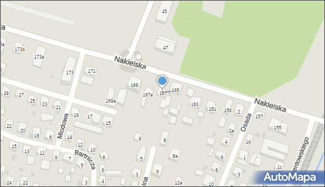 Bydgoszcz, Nakielska, 167, mapa Bydgoszczy