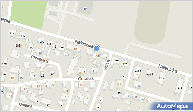 Bydgoszcz, Nakielska, 179a, mapa Bydgoszczy