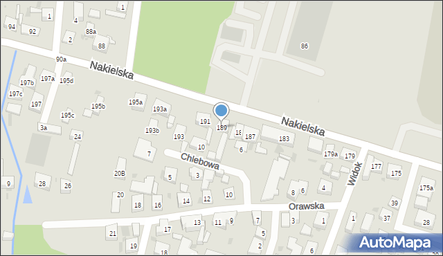 Bydgoszcz, Nakielska, 189, mapa Bydgoszczy