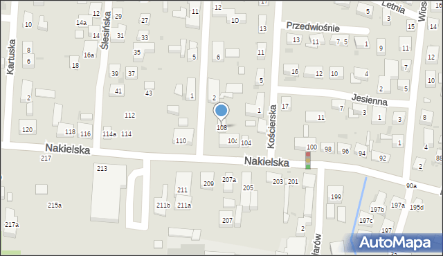 Bydgoszcz, Nakielska, 108, mapa Bydgoszczy