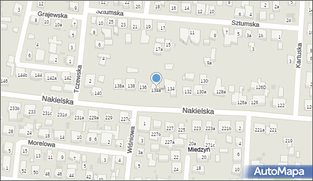 Bydgoszcz, Nakielska, 134a, mapa Bydgoszczy