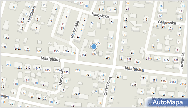 Bydgoszcz, Nakielska, 152, mapa Bydgoszczy