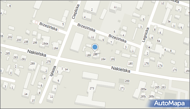 Bydgoszcz, Nakielska, 186, mapa Bydgoszczy