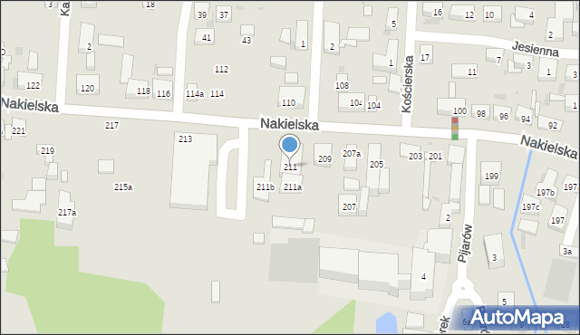 Bydgoszcz, Nakielska, 211, mapa Bydgoszczy