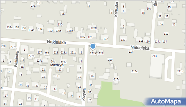 Bydgoszcz, Nakielska, 221a, mapa Bydgoszczy