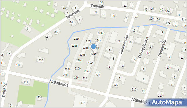 Bydgoszcz, Nakielska, 224f, mapa Bydgoszczy