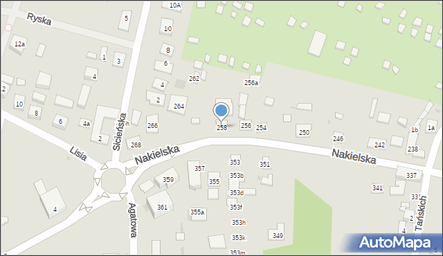 Bydgoszcz, Nakielska, 258, mapa Bydgoszczy