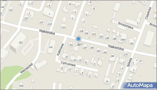 Bydgoszcz, Nakielska, 299, mapa Bydgoszczy