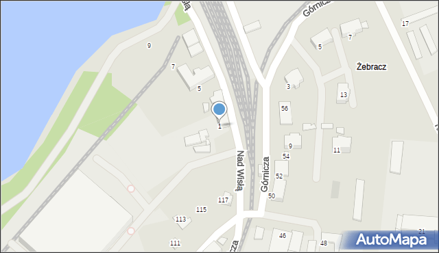 Czechowice-Dziedzice, Nad Wisłą, 1, mapa Czechowic-Dziedzic