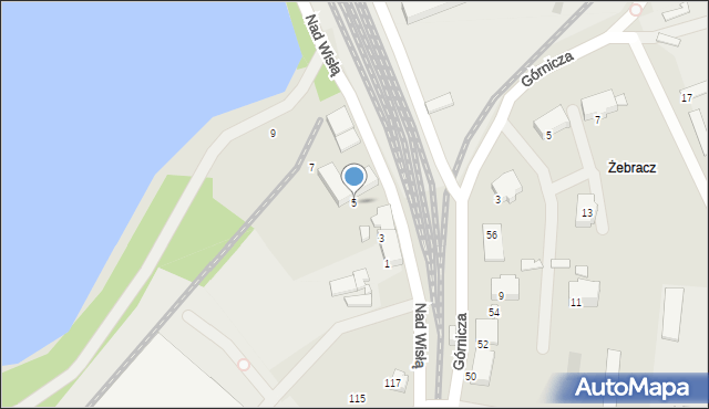 Czechowice-Dziedzice, Nad Wisłą, 5, mapa Czechowic-Dziedzic