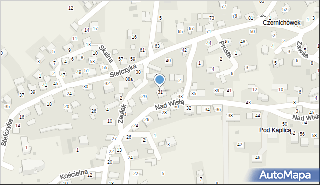 Czernichów, Nad Wisłą, 31, mapa Czernichów