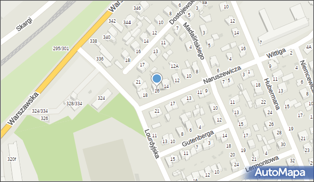 Częstochowa, Naruszewicza Adama, 16, mapa Częstochowy