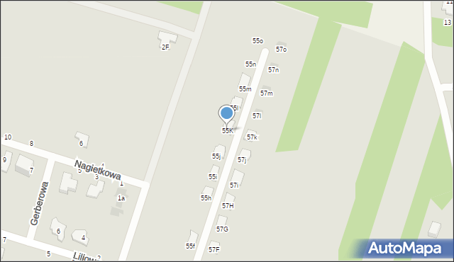 Częstochowa, Narcyzowa, 55K, mapa Częstochowy