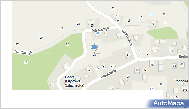 Dąbrowa Szlachecka, Na Kamyk, 16, mapa Dąbrowa Szlachecka