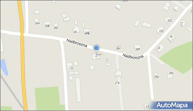 Dąbrowa Tarnowska, Nadbrzeżna, 27, mapa Dąbrowa Tarnowska