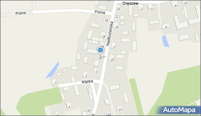 Dręszew, Nadbużańska, 22, mapa Dręszew