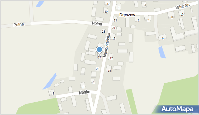 Dręszew, Nadbużańska, 24, mapa Dręszew