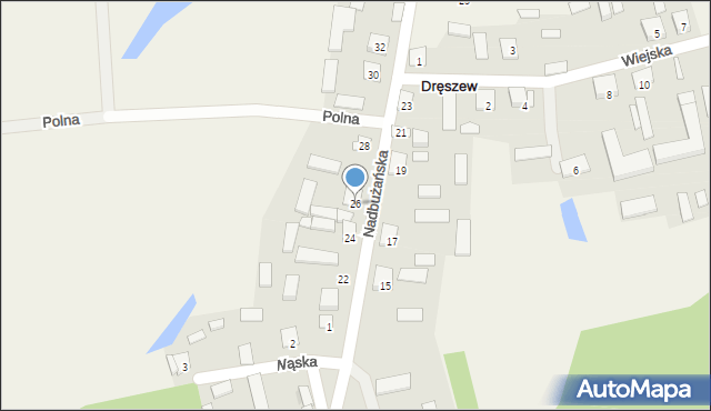 Dręszew, Nadbużańska, 26, mapa Dręszew