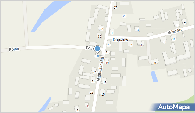 Dręszew, Nadbużańska, 28, mapa Dręszew