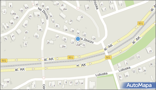 Gdańsk, Na Zboczu, 21a, mapa Gdańska