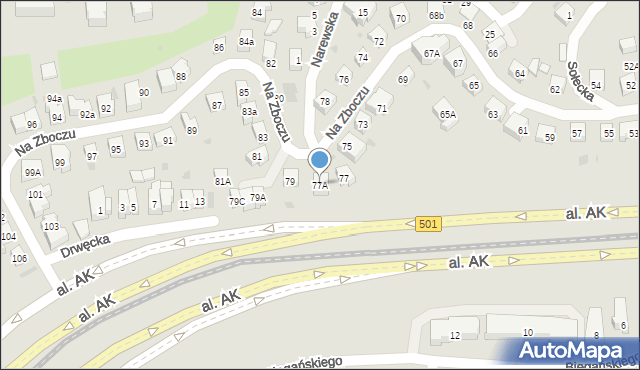 Gdańsk, Na Zboczu, 77A, mapa Gdańska