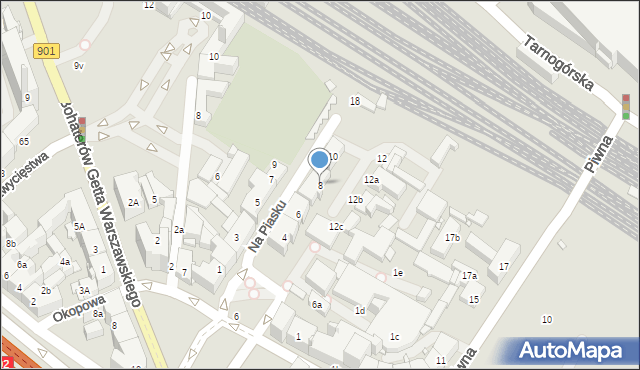 Gliwice, Na Piasku, 8, mapa Gliwic